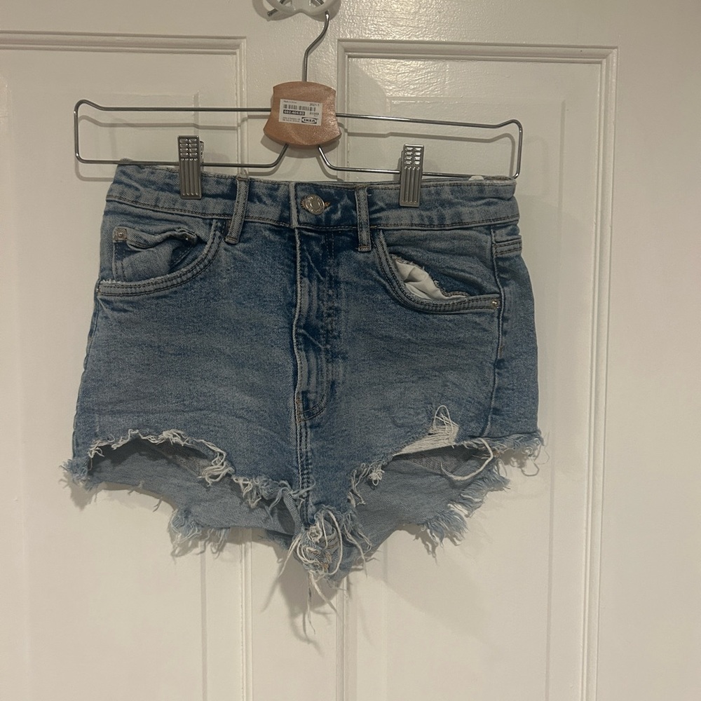 Blue Distressed Jean Shorts